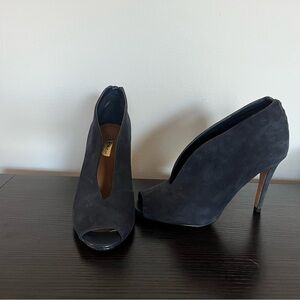 Halogen Navy Peep-Toe Heels with Stiletto Elegance